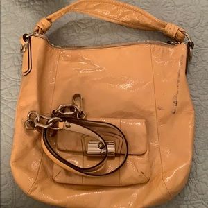 Light tan patent leather Coach bag